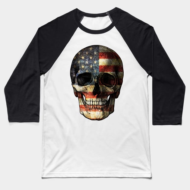 USA Skull Baseball T-Shirt by valentinahramov